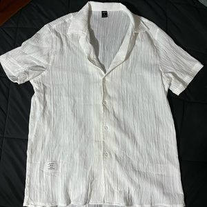 white dress-casual button up t shirt